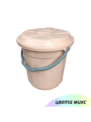Ведро пластиковое 22 л с крышкой пластиковая ручка розовый Baizheng