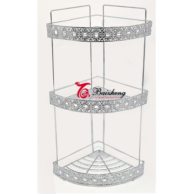 Полка металлическая для ванной 3-х ярусная угловая 30,5*22,8*54,5 см серебро Baizheng