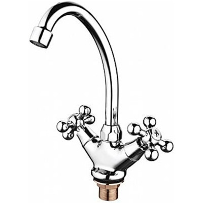 Смеситель для кухни двухвент. кран-букса гайка излив короткий Хром Ledeme L4819