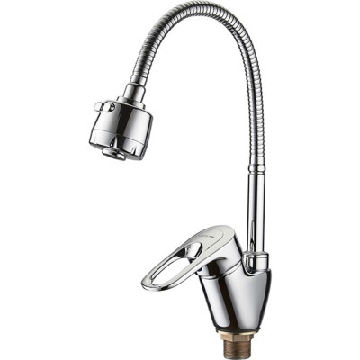 Смеситель для кухни однорыч. 40мм гайка излив гибкий Аэратор Латунь Хром Ledeme L4304