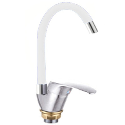 Смеситель для кухни однорычажный DIKALAN D57E59/51/36 Хром Излив силикон белый