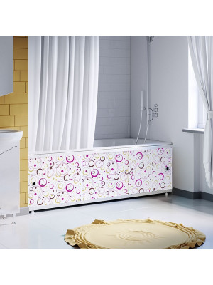 Экран для ванны 1,5м Оптима Decor геометрия круги лиловые 1480х496х29