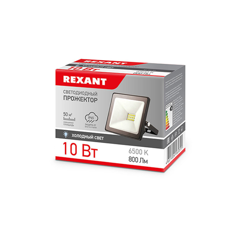 Прожектор светодиодный 10 Вт 6500К 800 Лм  IP65 Rexant