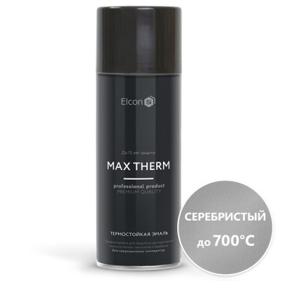 Эмаль аэроз. термостойкая 700град серебристая 520мл Elcon MAX THERM Эмаль аэроз. термостойкая 700град серебристая 520мл Elcon MAX THERM