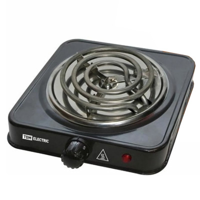 Электроплита одноконфорочная 1 кВт спираль черная ЭПС1 TDM