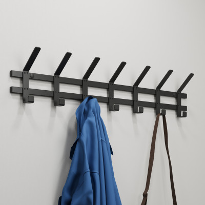 Вешалка металлическая настенная  82*8,5*16,8 см 7 двойных крючков черный Торонто 7 ЗМИ