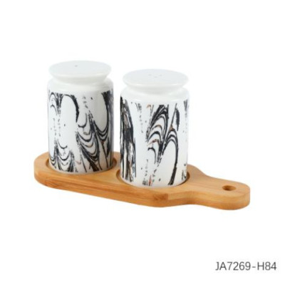 Набор керамический 3 пр для специй на дерев подставке микс JA7269-H84 Baizheng Набор керамический 3 пр для специй на дерев подставке микс JA7269-H84 Baizheng