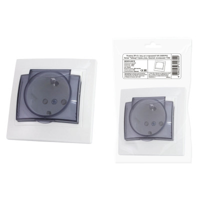 Розетка 2П 16А 250В защ крышка белая Розетка 2П 16А 250В защ крышка белая