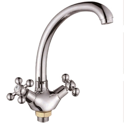 Смеситель DIKALAN для кухни под гайку высокий излив,махов. крест (12) 3009-S