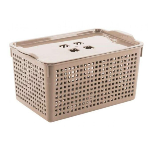 Корзина пластиковая  5,3 л 295*185*145 мм с крышкой латте ЛОФТ Violet