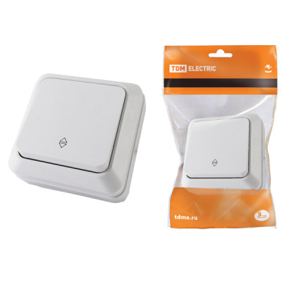 Переключатель на 2 направления 1-кл. открытой установки IP20 10А, белый Переключатель на 2 направления 1-кл. открытой установки IP20 10А, белый