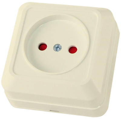 Розетка 1 мест открытой установки с з/ш IP20 10А, 2П слоновая кость Розетка 1 мест открытой установки с з/ш IP20 10А, 2П слоновая кость