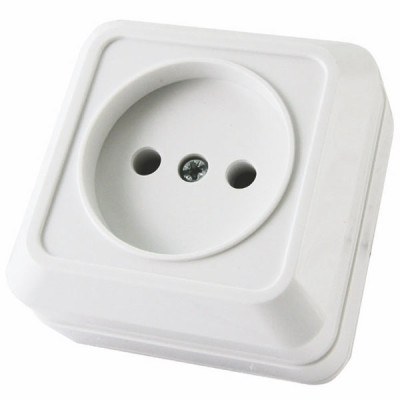 Розетка 1 мест 2П открытой установки IP20 10А 250В (КЕРАМИКА) белая Розетка 1 мест 2П открытой установки IP20 10А 250В (КЕРАМИКА) белая