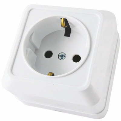 Розетка 1 мест 2П+3 открытой установки IP20 16А 250В (КЕРАМИКА) белая Розетка 1 мест 2П+3 открытой установки IP20 16А 250В (КЕРАМИКА) белая