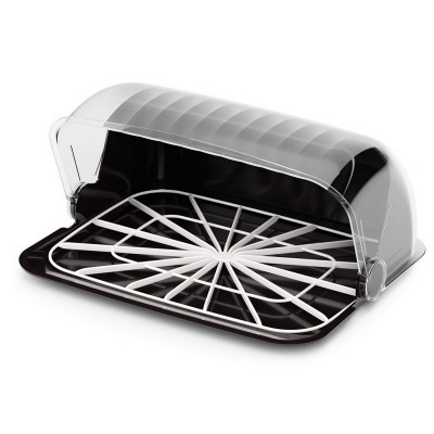 Хлебница пластиковая 34*27*18 см с крышкой серый Изобилие Альтернатива