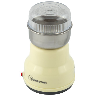 Кофемолка 150 Вт 50 гр чаша сталь импульсный прорезиненные ножки бежевый HS-2001 HomeStar Кофемолка 150 Вт 50 гр чаша сталь импульсный прорезиненные ножки бежевый HS-2001 HomeStar