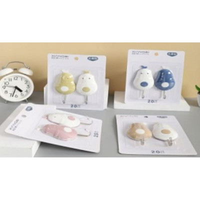 Набор пластиковых крючков 2 шт 5*9.5 см самоклеящийся металл держ ассорти BZ-5211 Baizheng