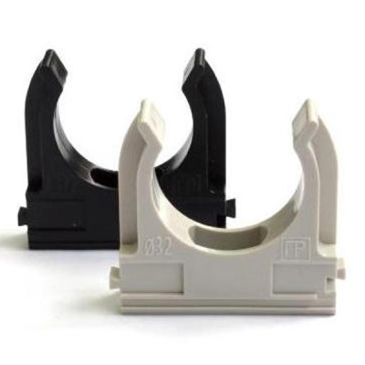 Крепеж-клипса для трубы 25мм (пластм) (уп. 100шт) серая