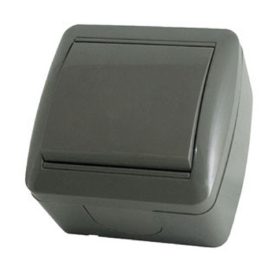 Выключатель 1-кл. открытой установки IP44 10А серый Выключатель 1-кл. открытой установки IP44 10А серый