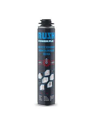 Пена монтажная профессиональная Rush Power Flex всесезонная 45л 1000мл Пена монтажная профессиональная Rush Power Flex всесезонная 45л 1000мл