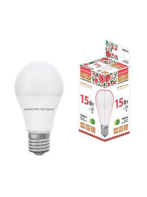 Лампа светодиодная Е27 15Вт 3000К НЛ-LED-A60 (60х112) 230В Народная