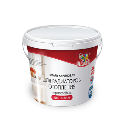 Эмаль для радиаторов отопления акриловая OLECOLOR белая полуглянцевая 2,5кг