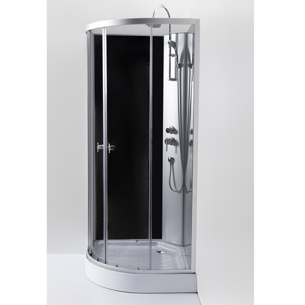 Душевая кабина 90x90x200 KNOIS KN882E проф серебристый матов алюминий, 1/4 круга, низкий поддон