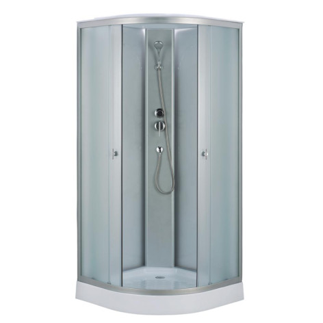 Душевая кабина 90x90x210 KNOIS KN981 проф серебристый матов алюминий, 1/4 круга, низкий поддон