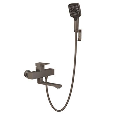 Смеситель для ванны DIKALAN однорыч. дивертор в корп., длин. излив авиац.алюминий черный Смеситель для ванны DIKALAN однорыч. дивертор в корп., длин. излив авиац.алюминий черный