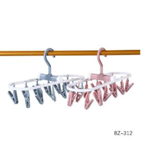 Сушилка пластик для белья 36,5*11,5*20 см овальная складная с 12 прищепкам подвесная Baizheng