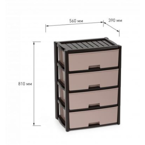 Комод пластиковый 4-х секционный 560*390*810 мм широкий венге Колорит Альтернатива