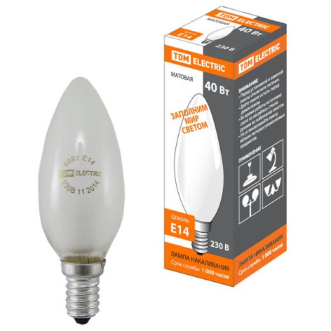 Лампа накаливания  Е14 40Вт 230В TDM