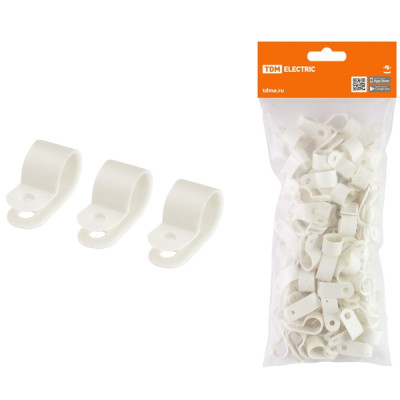 Скоба нейлоновая крепежная СКН-12 белая (100 шт) TDM Скоба нейлоновая крепежная СКН-12 белая (100 шт) TDM