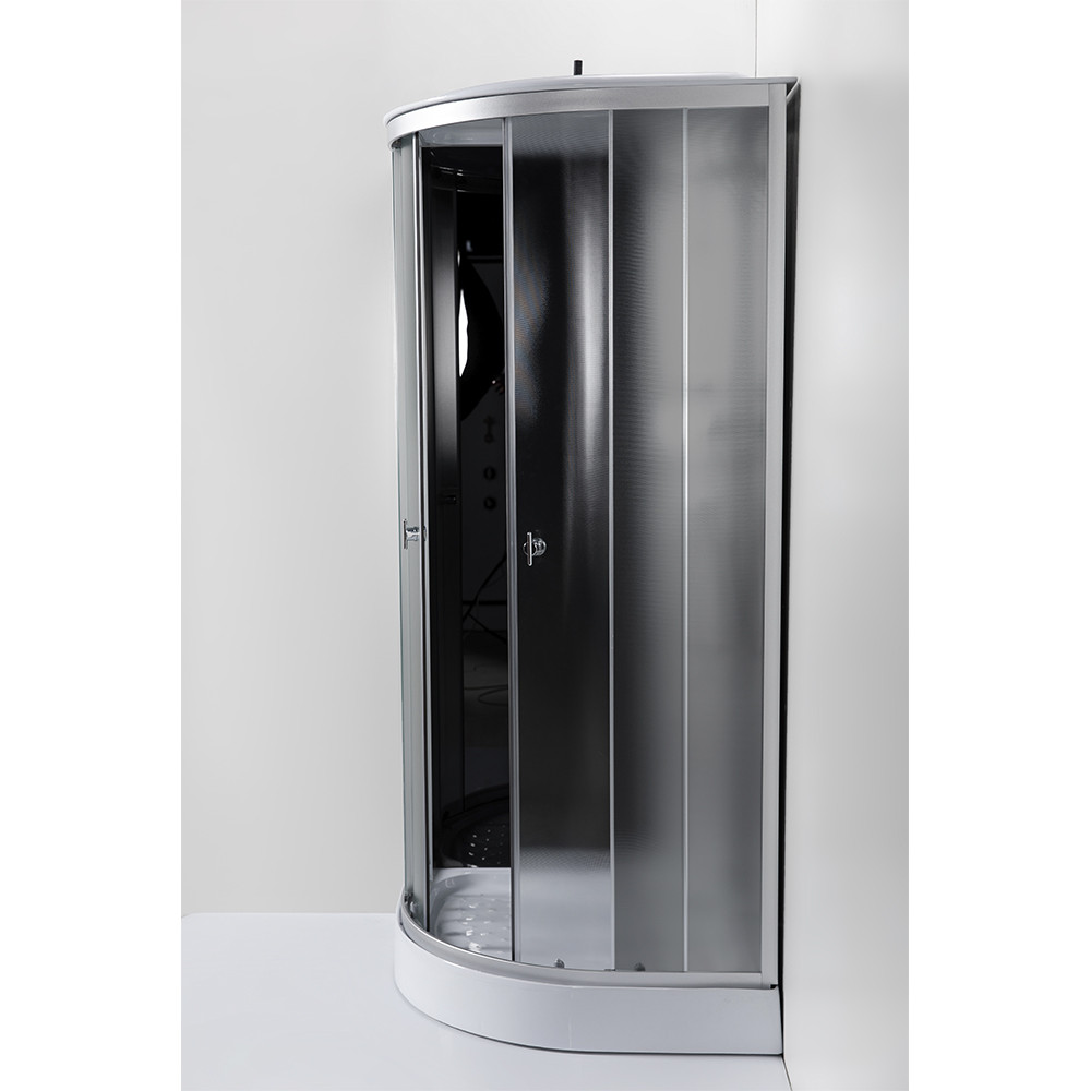 Душевая кабина 90x90x210 KNOIS KN981B1 проф серебристый матов алюминий, 1/4круга, низкий поддон
