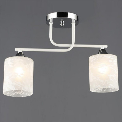 Люстра 2 плафона 39*12*28 см Е27 60Вт 9м2 плафон стекло хром белый Baizheng