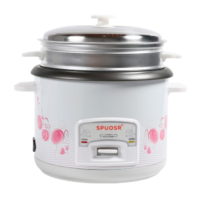 Рисоварка электрическая 2 л 700 Вт металл крышка стакан лопатка бело-розовый Завитки Baizheng