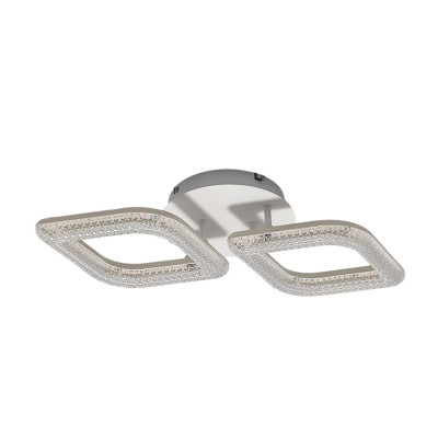 Люстра светодиодная 2 плафона 55*10 см 56Вт 2100 LM 10м2 3 цвета белый Baizheng