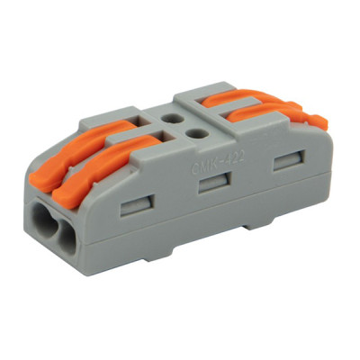 Клемма СМК 222-422 проходная 2 полюса (0,08-4 мм?), серая (25 шт./уп.) REXANT Клемма СМК 222-422 проходная 2 полюса (0,08-4 мм?), серая (25 шт./уп.) REXANT