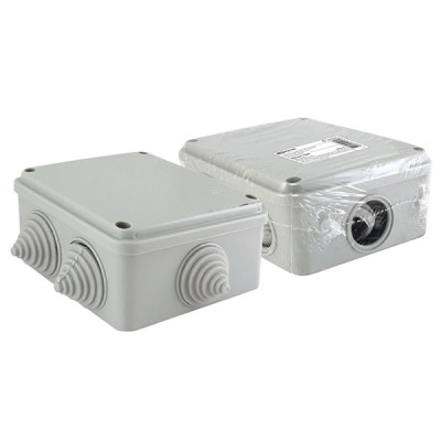 Коробка распаячная ОП 100х100х50мм, крышка на винтах,  IP55, 6 вх. инд. штрихкод TDM