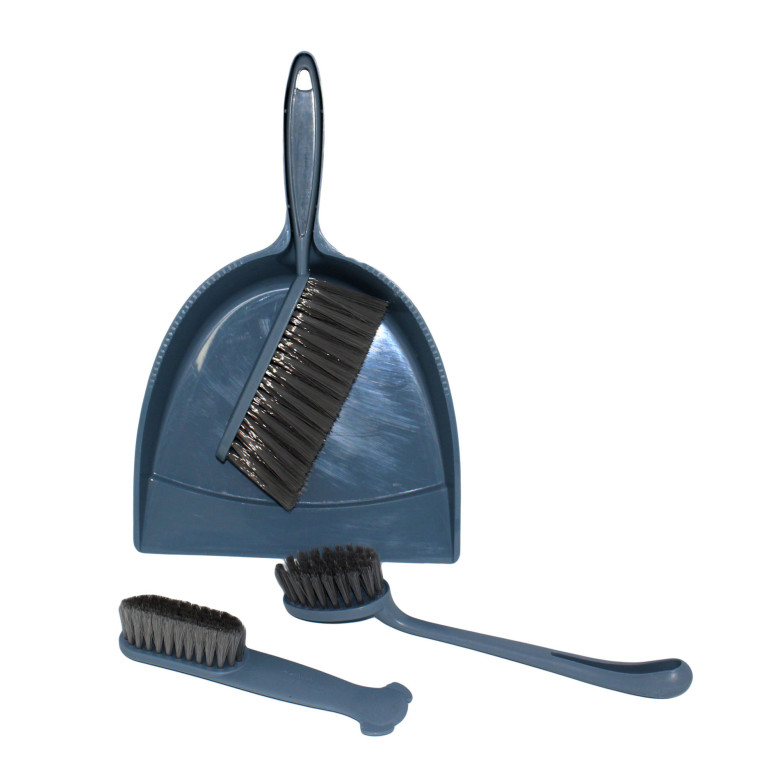 Набор пластиковый для уборки совок + 3 щетки 34*21*4 см в ассортименте Baizheng