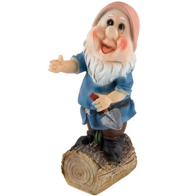 Фигура садовая Гномик с лопатой, полистоун h=32см