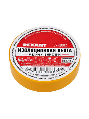 Изолента ПВХ 15мм х 10м, желтая REXANT