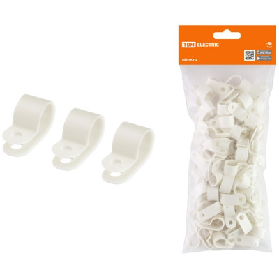 Скоба нейлоновая крепежная СКН-5 белая (100 шт) TDM Скоба нейлоновая крепежная СКН-5 белая (100 шт) TDM