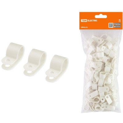 Скоба нейлоновая крепежная СКН-9 белая (100 шт) TDM Скоба нейлоновая крепежная СКН-9 белая (100 шт) TDM