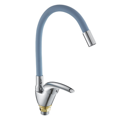 Смеситель DIKALAN для кухни однорыч. 35мм гайка силикон. излив Серый (12) D57E36/S