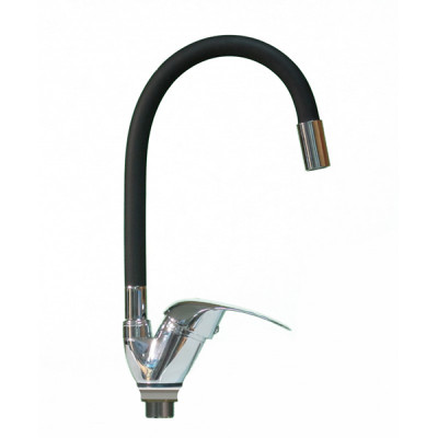 Смеситель DIKALAN для кухни однорыч. 35мм гайка силикон. излив Черный (12) D57E36/S