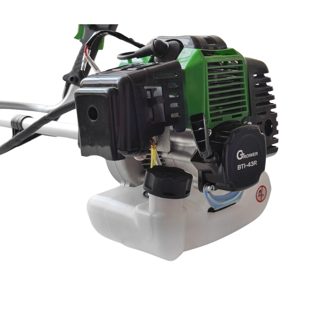 Бензотриммер Grower BTI-43R 2000 V-43см3 двухтактный двигатель 2,0кВт (нож 3Т + леска) штанга разборная