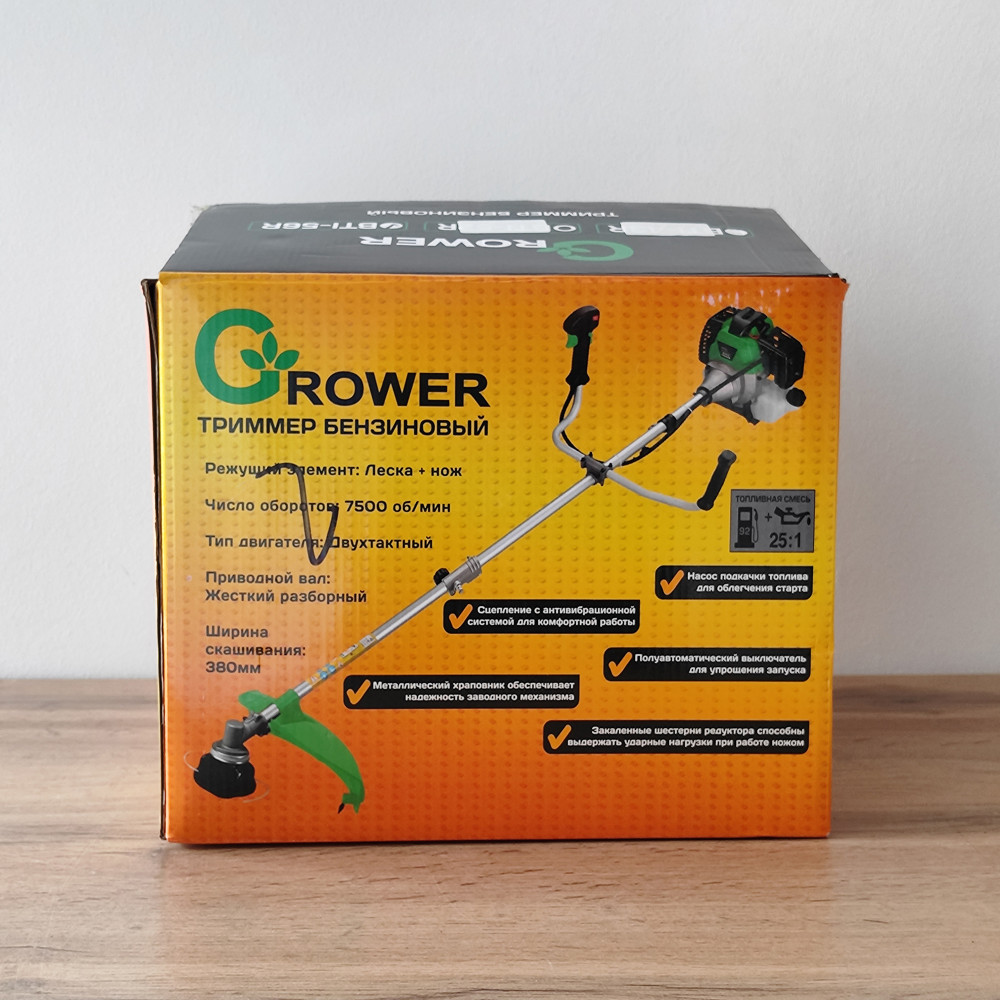 Бензотриммер Grower BTI-43R 2000 V-43см3 двух-ный двиг 2,0кВт (нож3Т+леска) штанга разбор.