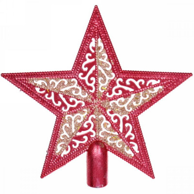 Верхушка пластиковая на елку Звезда 15*15 см красный Королева праздника Серпантин