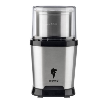 Кофемолка нерж сталь 300 Вт 65 гр чаша сталь 3D форма ножей импульс стальной LE-1725 Leonord Кофемолка нерж сталь 300 Вт 65 гр чаша сталь 3D форма ножей импульс стальной LE-1725 Leonord